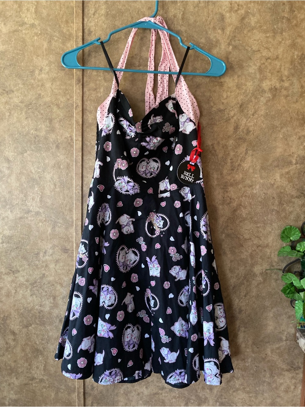 NWT Hell Bunny x Hot Topic Amelia Pastel Rockabilly Cats Halter Goth Dress L